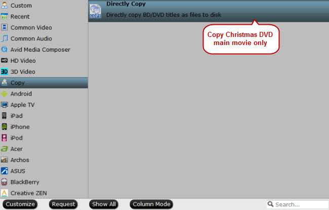 copy christmas dvd main movie only