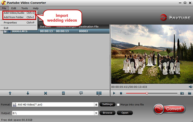 load wedding videos for editing