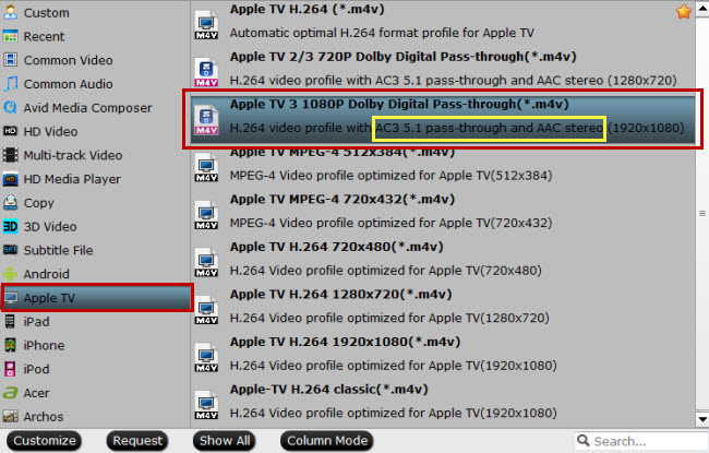 Choose Apple TV 4 optimized file format