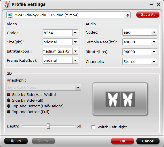 Adjust MP4 Side-by-Side profile presets