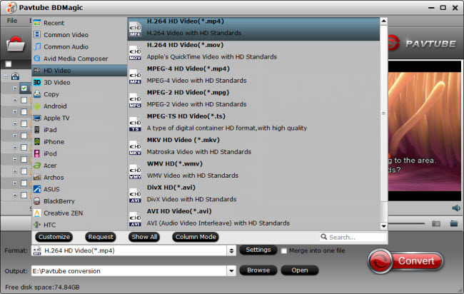 Choose output file format