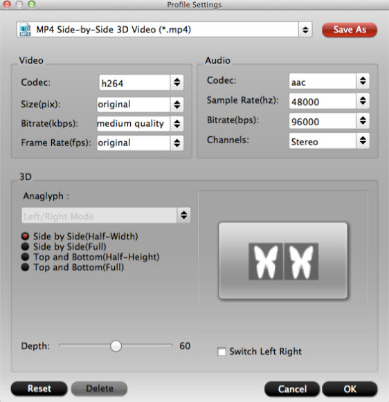 Adjust 3D profile settings