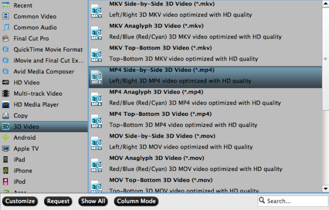 Rip 3D Blu-ray to 3D SBS MP4 for 3D TV on Mac 