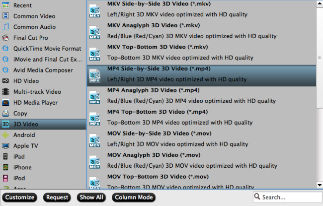 Output 3D SBS format