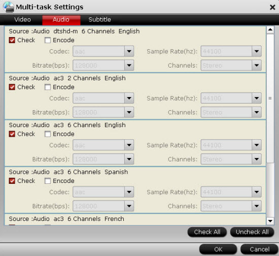 ByteCopy multi-track audio settings