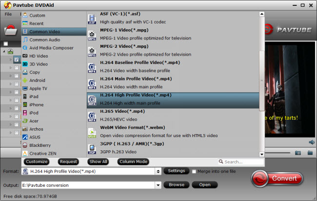 choose format in dvdaid How to Rip DVD to Eve V for Enjoyment