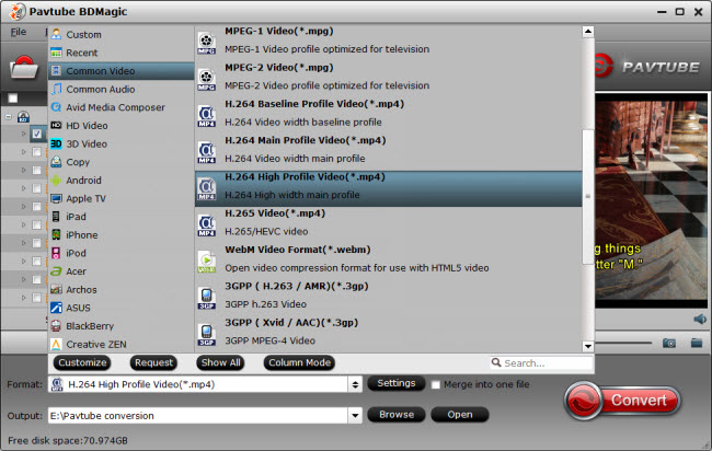 Define output file format