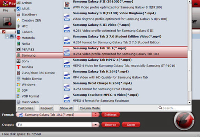 Output Samsung Supported Format