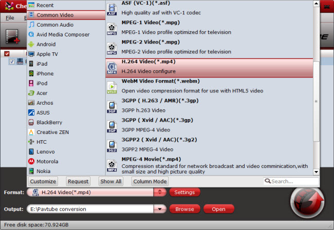 Define output profile format