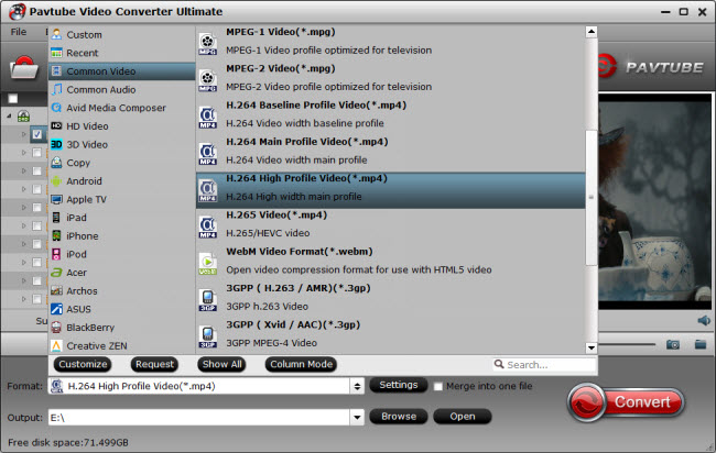 Set up video format