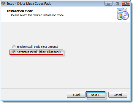 Windows Media Player K Codec advanced install