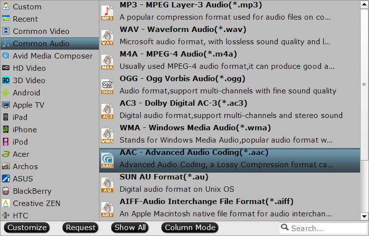 Select output profile format