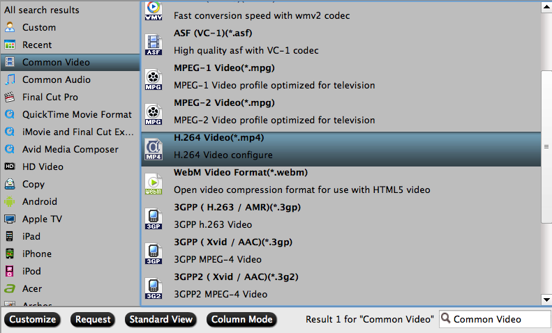 Select H.264 MP4 as output format