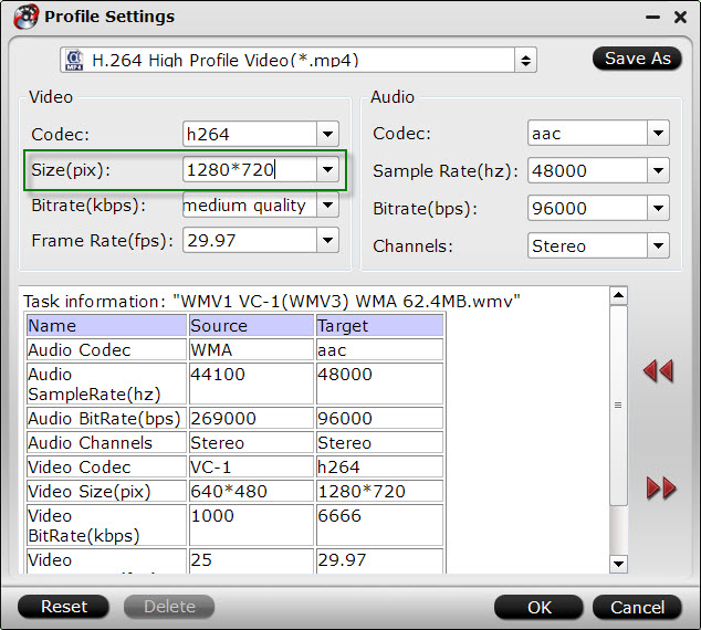 Adjust output profile parameters