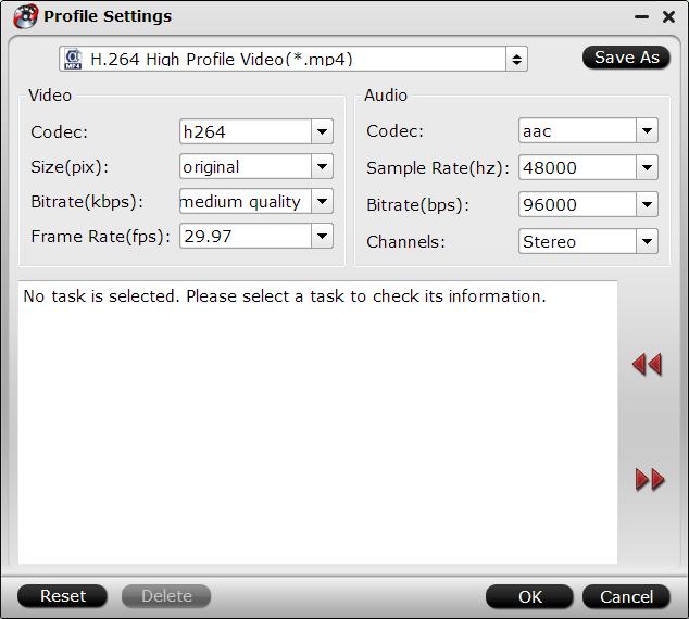 Specify output profile format