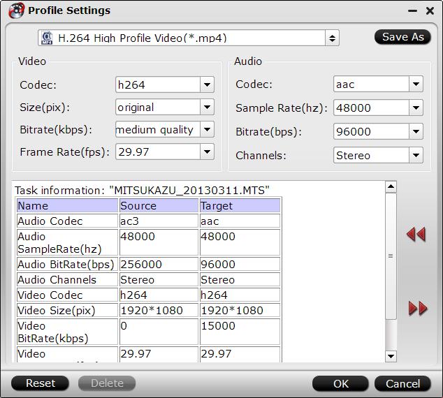 Adjust output profile parameters