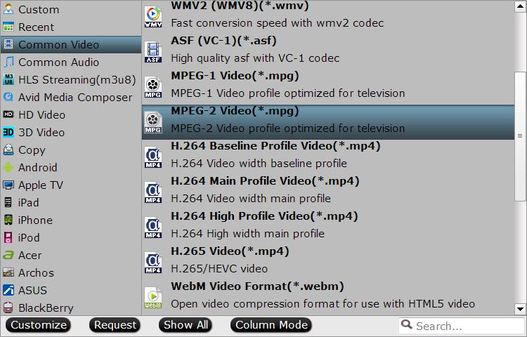 Output MPEG-2 format