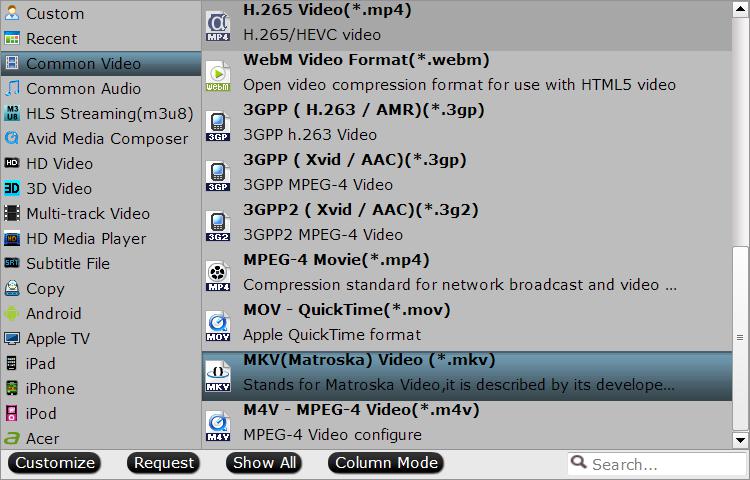 Choose MKV as output file format