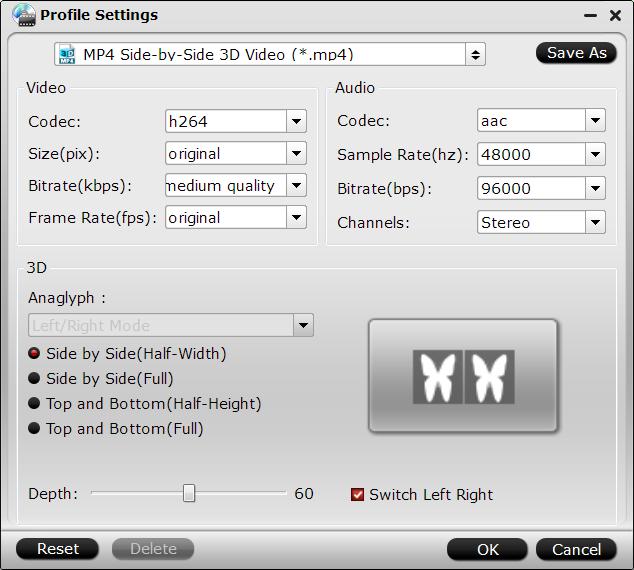 Adjust output 3D profile settings