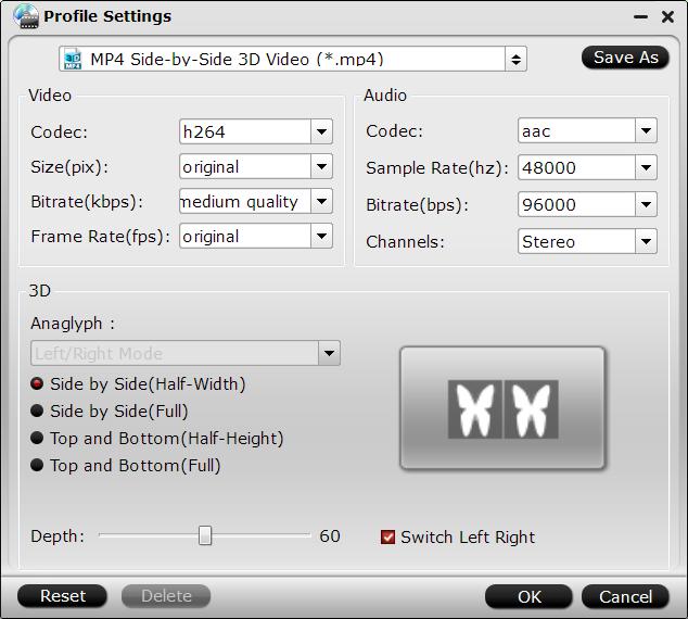 Adjust output 3D profile settings 