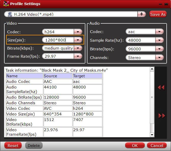 Change output file resolution