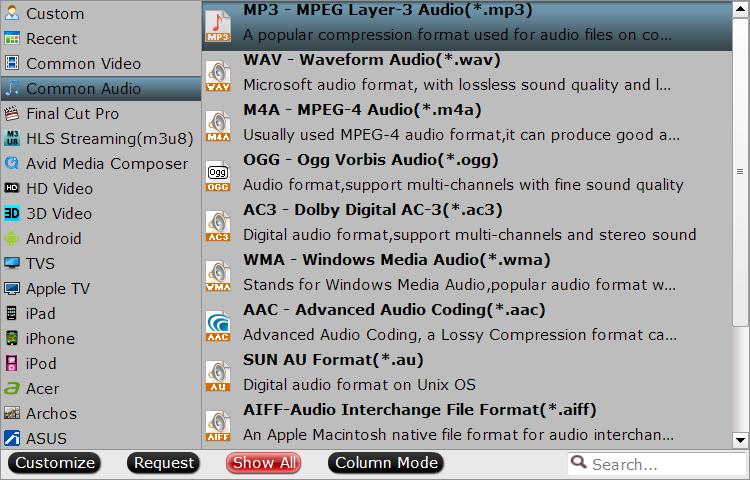 Choose output audio format