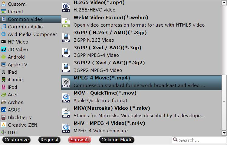 Select output profile format