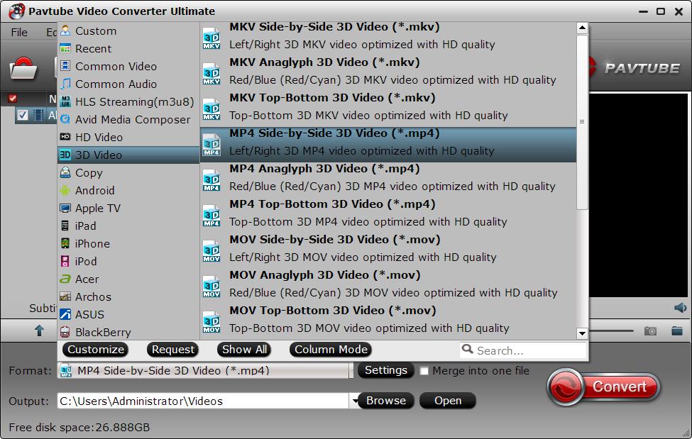 Make 3D SBS video from iTunes movies
