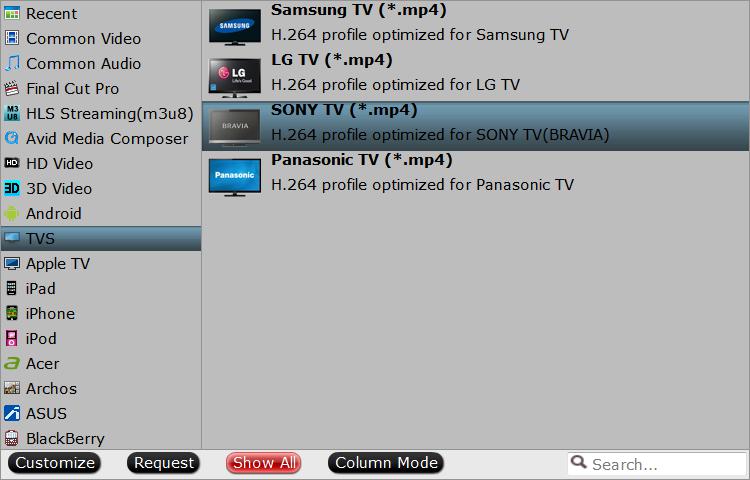 output TV preset profile formats