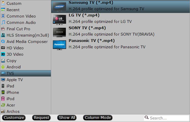 Output Samsung TV preset profile formats