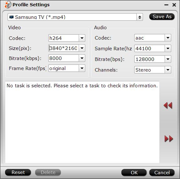 Define output resolution as 4K 