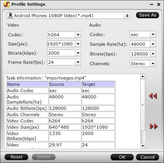 adjust output profile parameters Transfer DVD Movies to Samsung Galaxy A9 Pro 