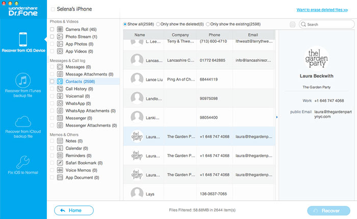 Preview and retrieve lost data from iOS devices