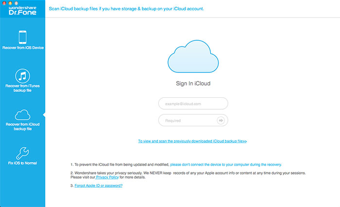 Sign in iCloud account under iCloud recovery mode