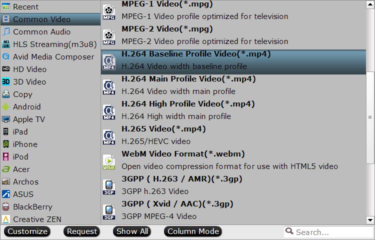 Specify output file format