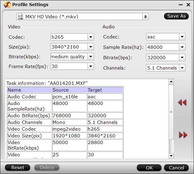 Adjust output codec, file size