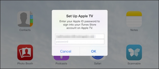 Enter Apple TV account information