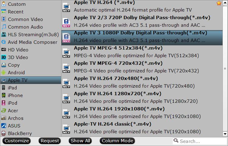 Output Apple TV preset profile format