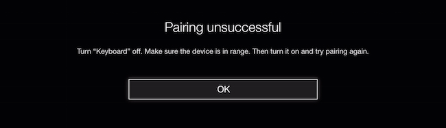 Pairing unsuccessful