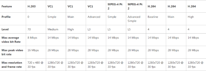 Video codecs supported by the Qualcomm Snapdragon S4