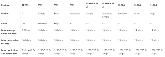 Video codecs supported by the Qualcomm Snapdragon S4