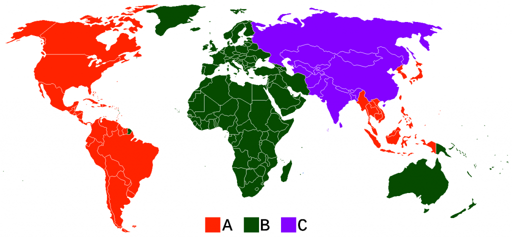 Blu-ray Region code map