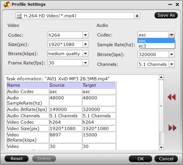 Select compatible audio codec