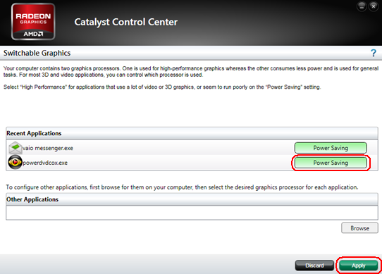 Set performance mode to power saving