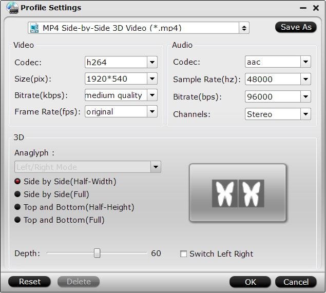 Adjust output 3D video resolution