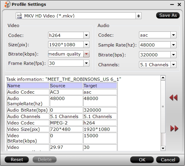 Adjust output video/audio codec