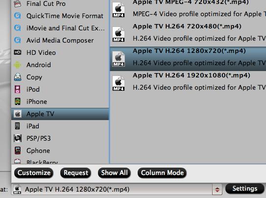 Output Apple TV 4 supported preset profile formats