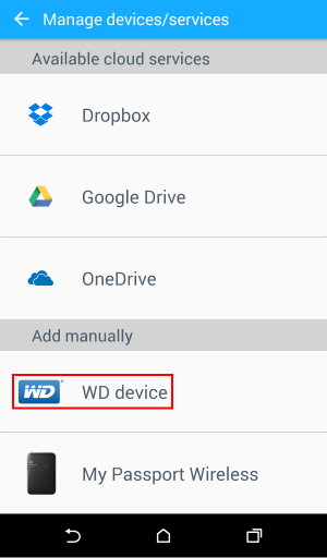Select WD devices under Add Manually