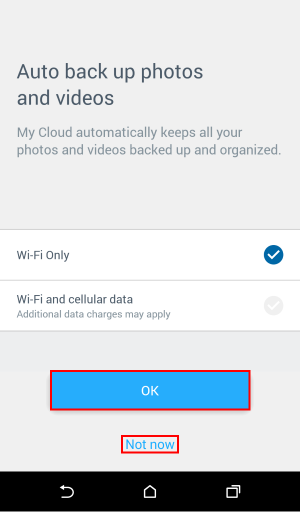 Set auto backup photos and videos