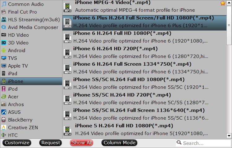 Output iPhone preset profile format